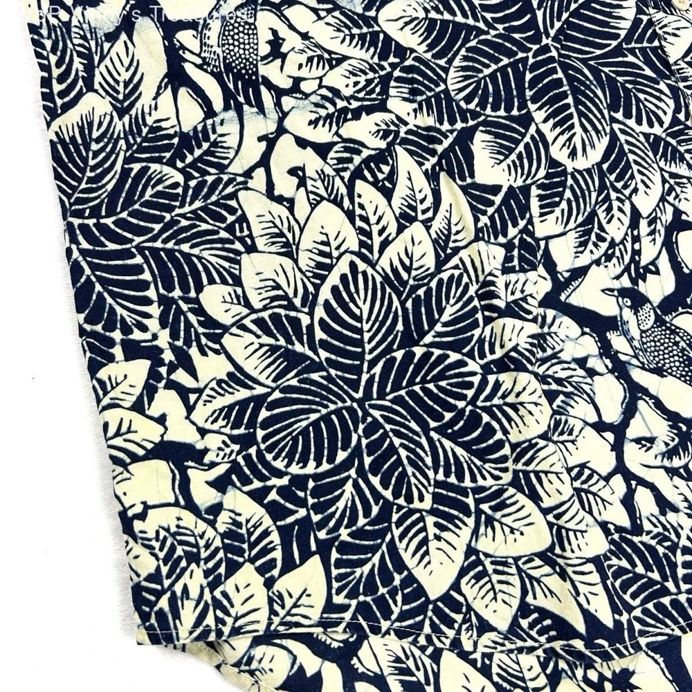 Vintage 90s Banana Republic Men's Tropical Leaf Bird Cotton Shirt Size XL